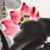 【已售】花鸟画名家李绍山 三尺荷花图《泥香》