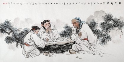 【已售】河北美协赵金鸰四尺《棋逢对手》(询价)