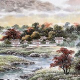 【已售】朝鲜画家姜有正 四尺《故乡的溪水声》