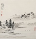 名家孔方小尺寸《水村烟霭图》（询价）