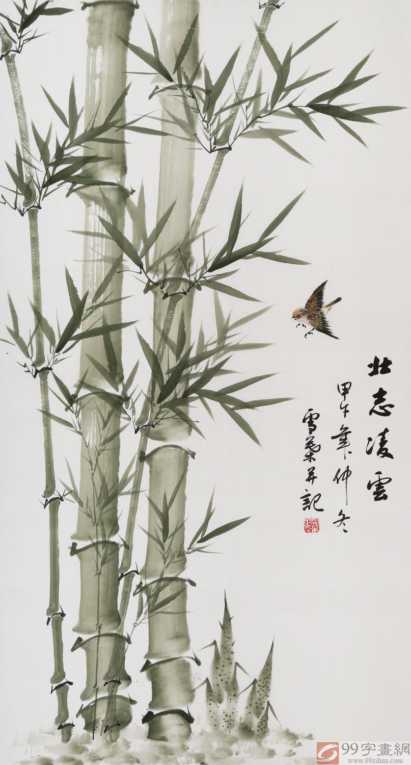 安徽美协何华贤 三尺竹子画《壮志凌云》 - 竹子画