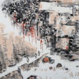 李明成三尺写意山水画《狮子口》