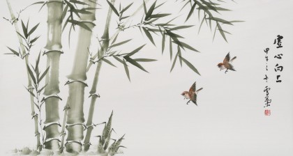安徽美协何华贤 三尺竹子画《虚心向上》 - 竹