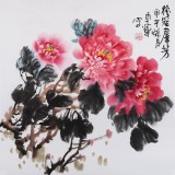 【已售】河北著名老花鸟画家刘卓华四尺斗方《艳冠群芳》