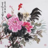 SK河北著名老花鸟画家刘卓华四尺斗方《春意盎然》