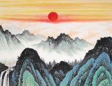 【已售】宁良成六尺风水画《旭日东升》