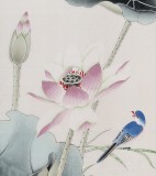 【已售】北京美协凌雪四条屏花鸟画《清香溢远》