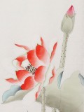 【已售】北京美协凌雪四条屏花鸟画《清香溢远》