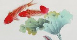 【已售】北京美协凌雪四尺九鱼图《年年有余》