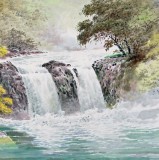 【已售】朝鲜画家赵元哲 四尺《金刚山仙河溪谷》