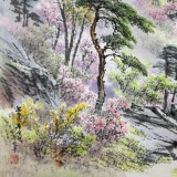 朝鲜画家金善国 四尺《妙香山之春》