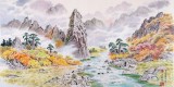 【已售】朝鲜画家赵元哲 四尺《山谷之秋》