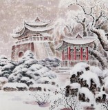 朝鲜画家赵元哲 四尺《平壤古迹》