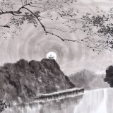 朝鲜画家郑勋 四尺《思念最胜台的月夜》