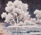 SKSD朝鲜画家郑权 四尺《湖边的月夜》