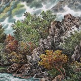 【已售】朝鲜画家郑美英 小六尺《山川的溪谷》