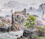 朝鲜画家金善国 四尺《妙香山下》