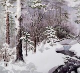 【已售】朝鲜画家李光哲 四尺《初雪》