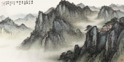 【已售】名家刘金河四尺山水画《青山霁后云犹在》