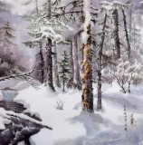 【已售】朝鲜画家李光哲 四尺《初雪》