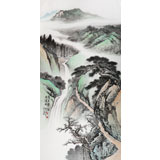 民盟美协理事黄奇松 四尺山水《泉声带雨出溪林》