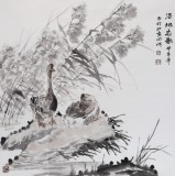 SK中国湿地画派创始人之一张明河 四尺斗方《湿地恋歌》