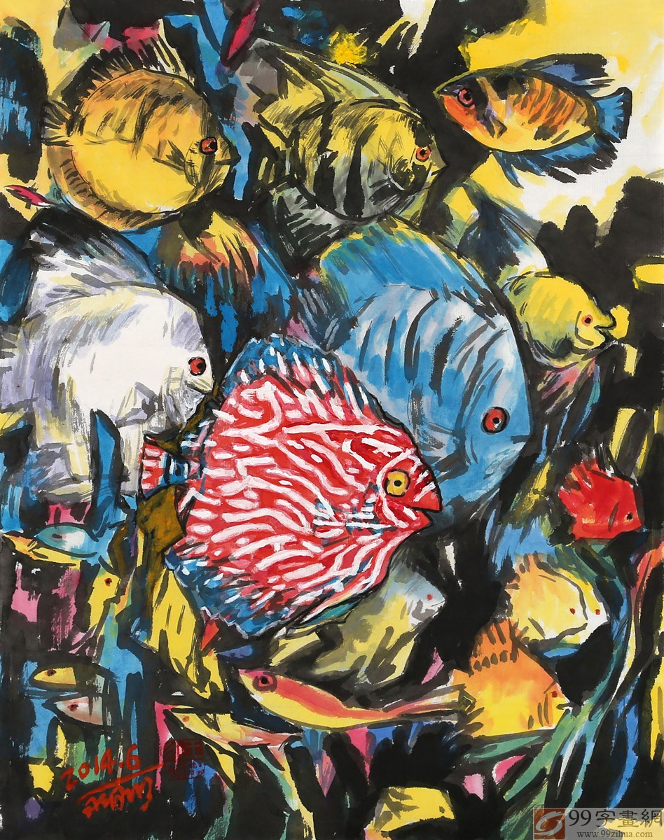 名家王永刚小尺寸毛笔画《大海生涯》 - 动物画