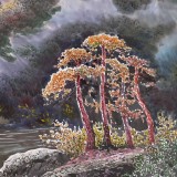 【已售】朝鲜画家朴春龙 小八尺《山村的秋天》