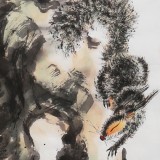 【已售】著名花鸟画家曲逸之 四条屏花鸟画