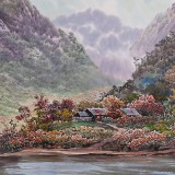 【已售】朝鲜画家朴春龙 小八尺《山村的秋天》
