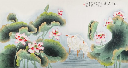 【已售】北京美协凌雪 六尺花鸟画《路路皆通》