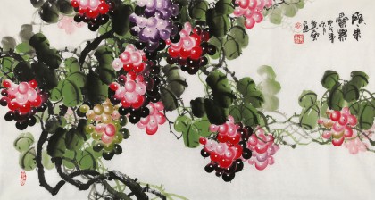 三尺葡萄画《硕果累累》 - 葡萄画 - 99字画网