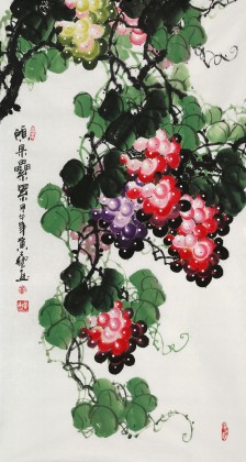 【已售】三尺葡萄画《硕果累累》