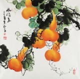 【已售】黄艺四尺斗方招财辟邪葫芦画《福禄图》
