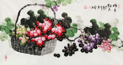 三尺葡萄国画《硕果飘香》 - 葡萄画 - 99字画网