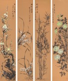 【已售】安徽美协何华贤 四条屏《梅兰竹菊》