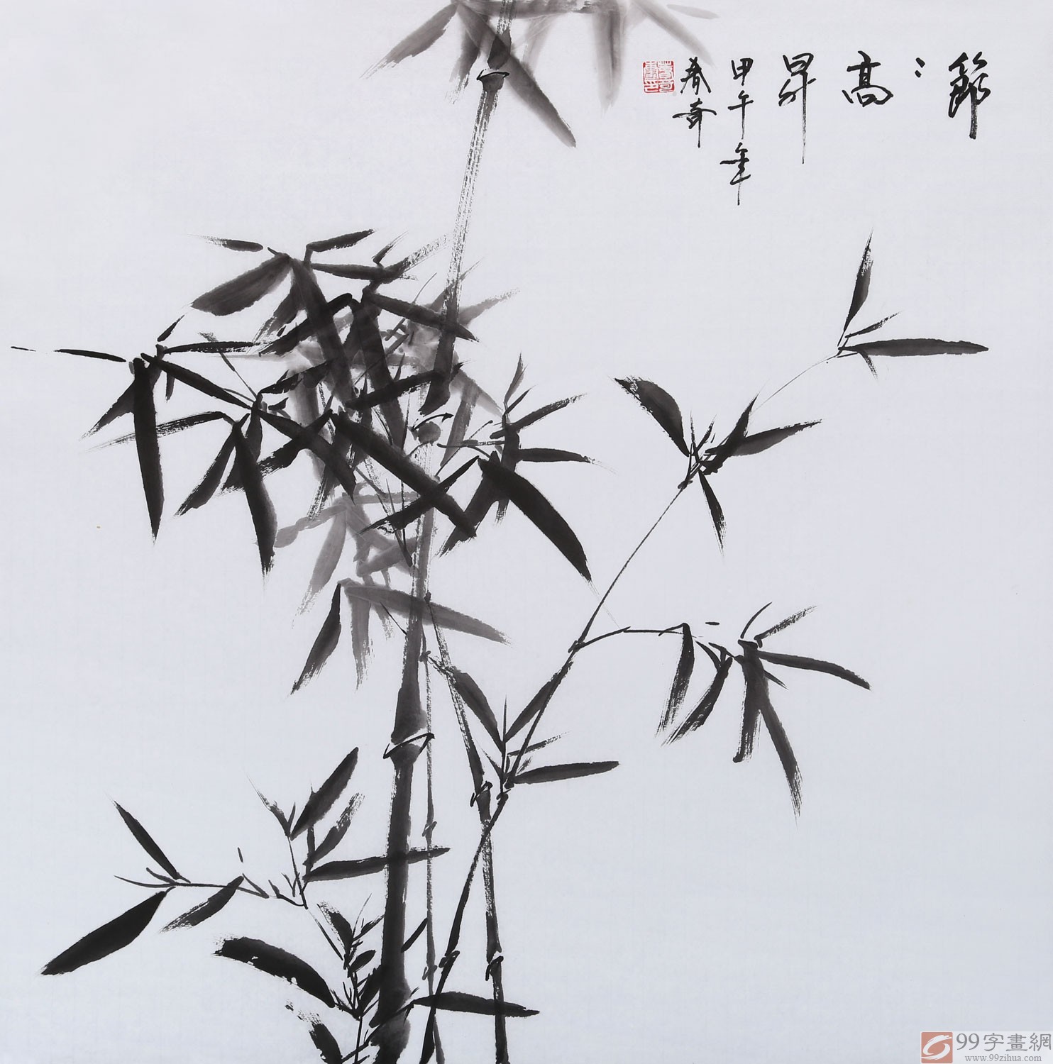 北京美协张春奇四尺斗方《节节高升》 - 竹子画- 99字画网