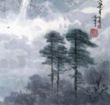 【已售】朝鲜画家金善国 四尺《妙香山祝圣殿》