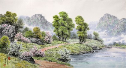 朝鲜名家蔡京华 四尺《故乡路上》