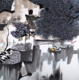 SK辽宁工美教授苗雨 四尺斗方《江南夏韵》师从吴冠中（询价）