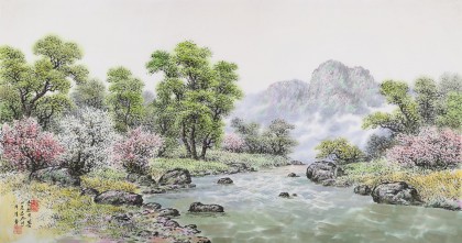 朝鲜名家蔡京华 四尺《山川的春天》