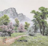 【已售】朝鲜名家蔡京华 四尺《春日的小溪》