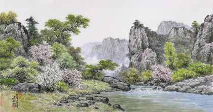 【已售】朝鲜名家蔡京华 四尺《内七宝溪谷》