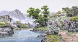 SKSD朝鲜画家蔡京华 四尺《溪边的春天》