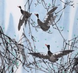 【已售】辽宁工美教授苗雨 三尺《大雁》师从吴冠中