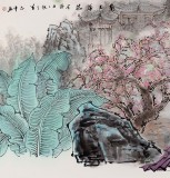 【已售】当代著名写意人物画家魏志平 四尺《黛玉葬花》