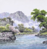 SKSD朝鲜画家蔡京华 四尺《溪边的春天》