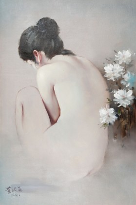 【已售】黄振能 人体油画《花开时节》