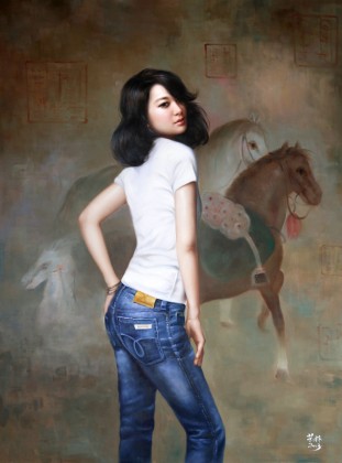 【已售】著名青年油画家朱艺林 布面油画 《梦回大唐》