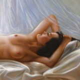 【已售】著名青年油画家朱艺林布面油画 《睡美人》